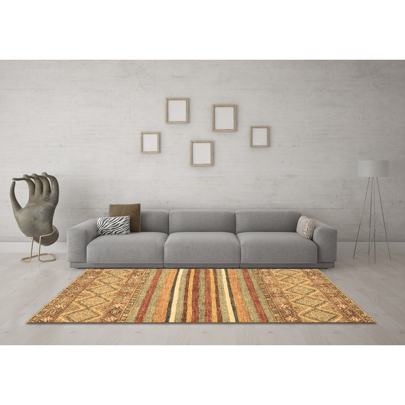 Washable Striped Indoor Rug, Square 4'