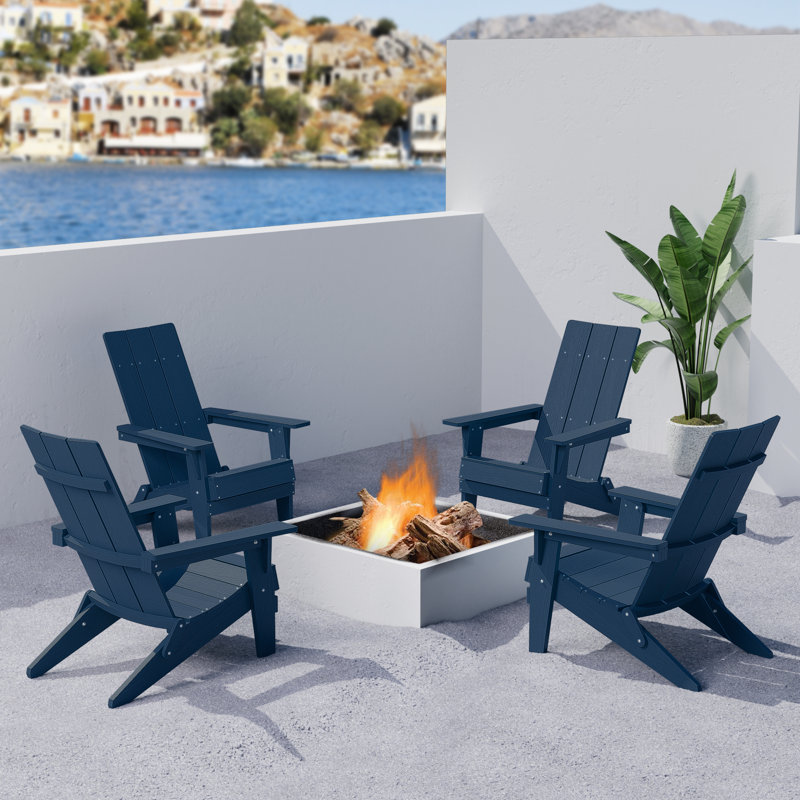 Foldable Outdoor Adirondack Set, Navy