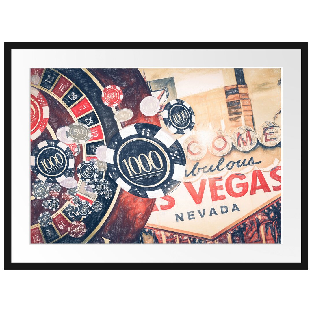 Gerahmtes Poster Las Vegas Casino Roulette