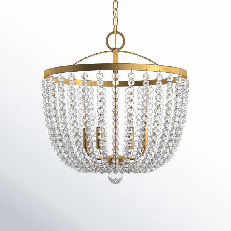 Conway Wrought Iron 4-Light Chandelier, Antique Gold