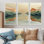 «Green Beige Magical Sunset Dunes II - Desert», ensemble d'art mural