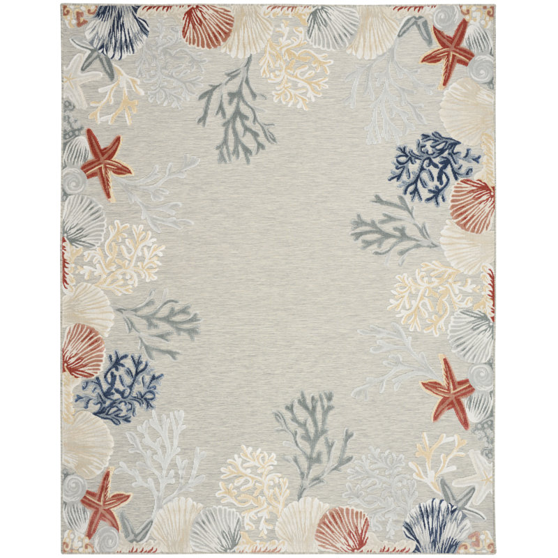  Tapis côtier, nautique et de plage sarcelle multicolore 5 pi 3 po x 7 pi 3 po Suncoast, Rectangle 5 pi 3 po x 7 pi 3 po