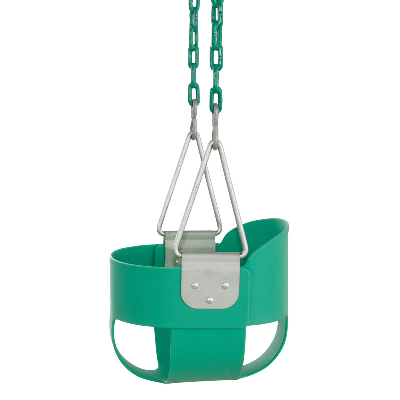 Green High Back Full Bucket Baby Swing with Vinyl Coated Chain