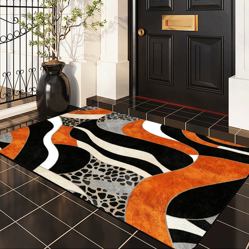  Tapis moderne de moquette intérieure moelleuse de 5 pi x 7 pi avec envers en caoutchouc antidérapant pour dessous de table, Abstract Wave