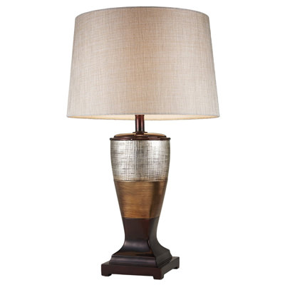 Lampe de table à rayures larges exotique brune et dorée