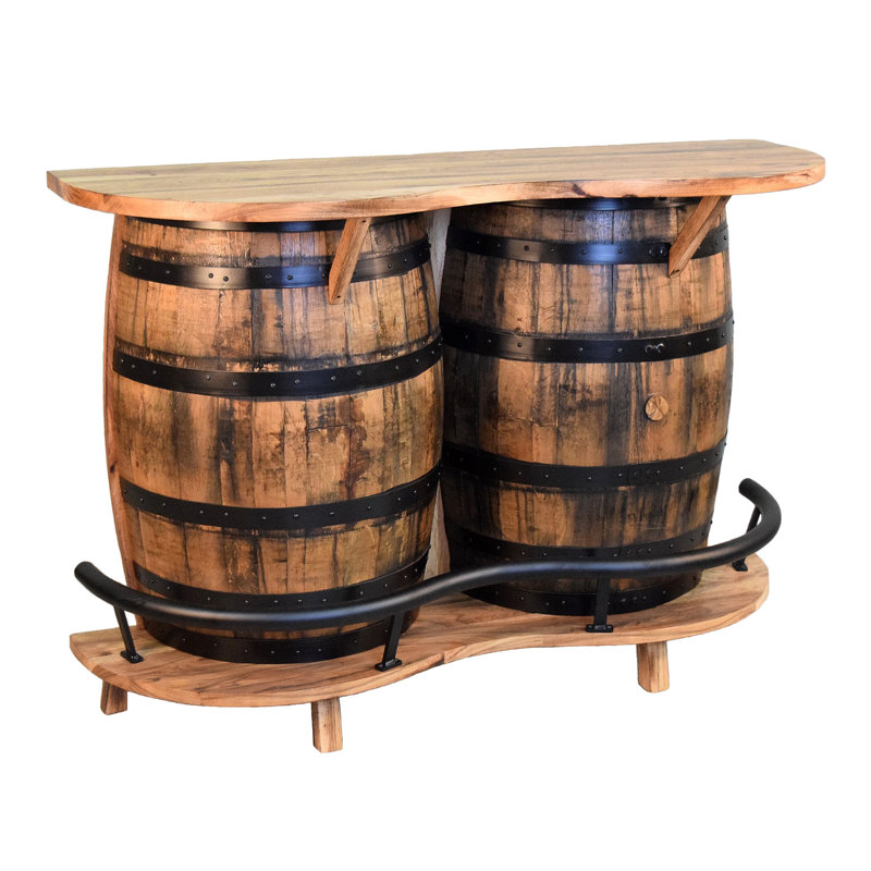 Arrisson 60'' Rustic Solid Wood Home Bar with Shelving