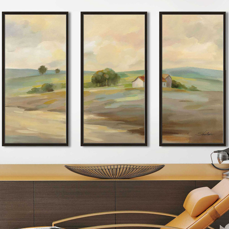 «Path to the Farm» par Silvia Vassileva, peinture sur toile flottante 3 pièces, L 64,5 po x H 41,5 po