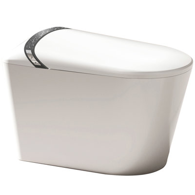 Elongated White Smart Toilet With Auto Open/Close Lid, Foot Sensor Function, 1.28 Siphonic Jet Flushing, Multiple Washing Modes, And Heated Seat For A Hygienic Bathroom