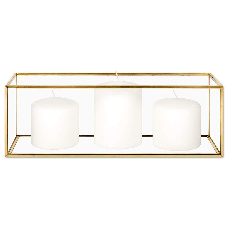 Boîte de pièce maîtresse longue en verre, H 4 po x l 12 po x P 4 po