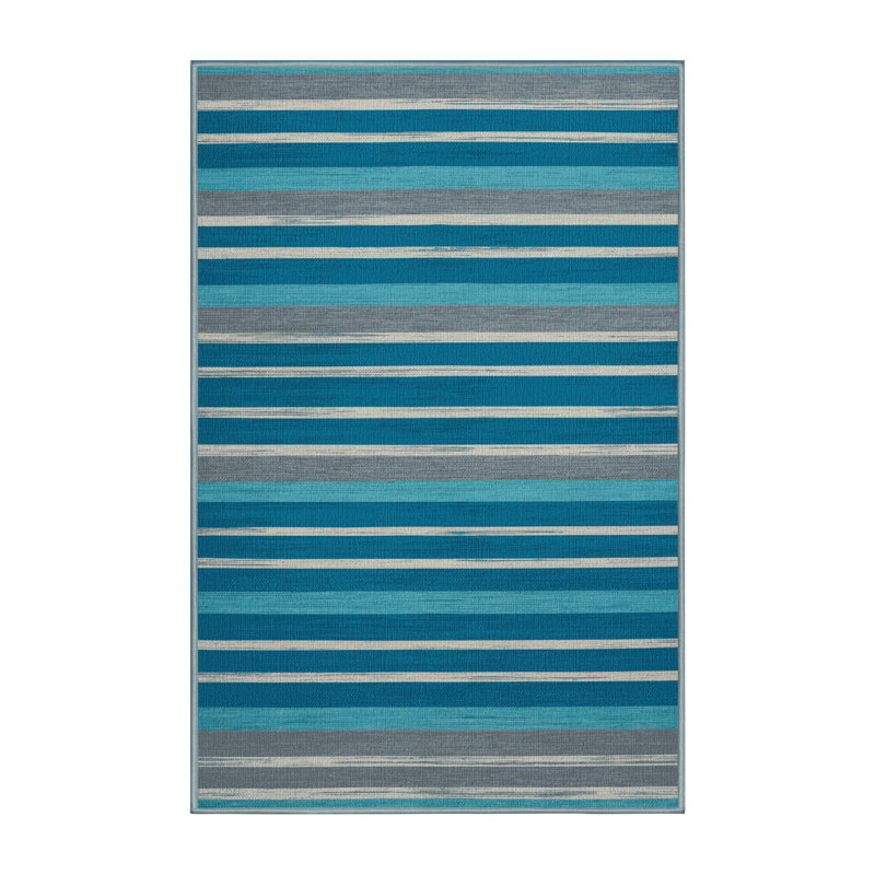  Tapis lavable rayé gris clair Cerulean, Rectangle 7 pi x 9 pi