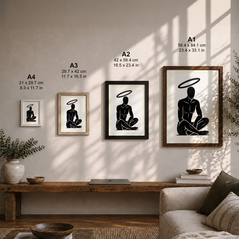 Stillness in Grace Minimalist - Framed Print, A3 - 42.0 x 29.7 cm, Oak