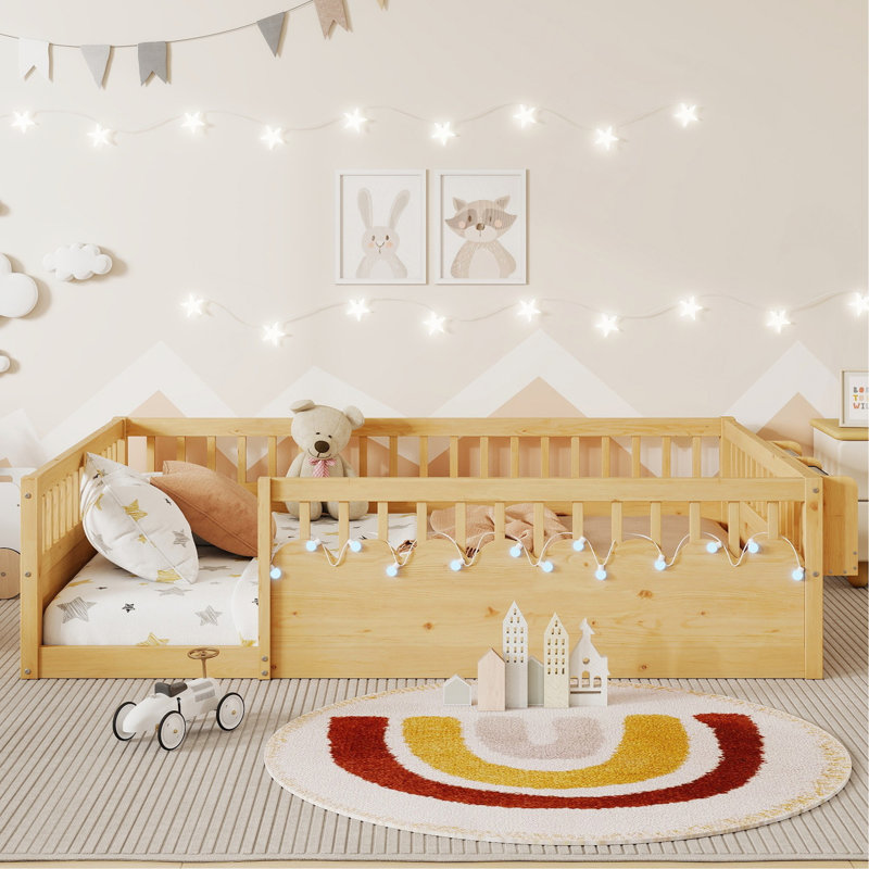 Structure de lit Montessori, Naturel, Lit double