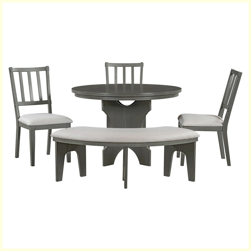 Ensemble de salle à manger 5 pièces avec 3 chaises rembourrées Rustic Charm