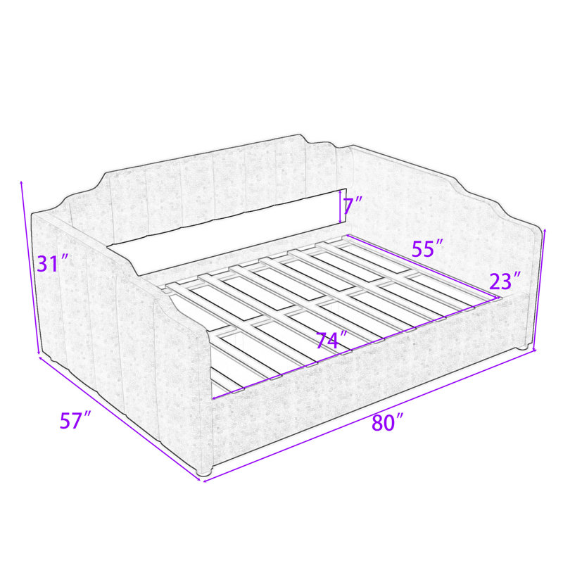 Wood Upholstered Daybed with Underneath Storage, Gray, Full
