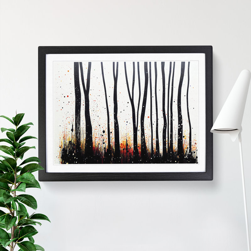 Forest Splatter Vol.3 - Single Picture Frame Painting, 25cm H x 34cm W x 2cm D, Black