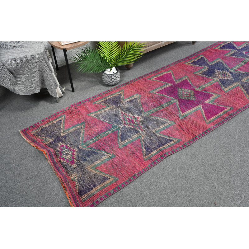 Tapis turc rétro fait à la main avec des motifs traditionnels pour la décoration intérieure et le style bleu / orange
