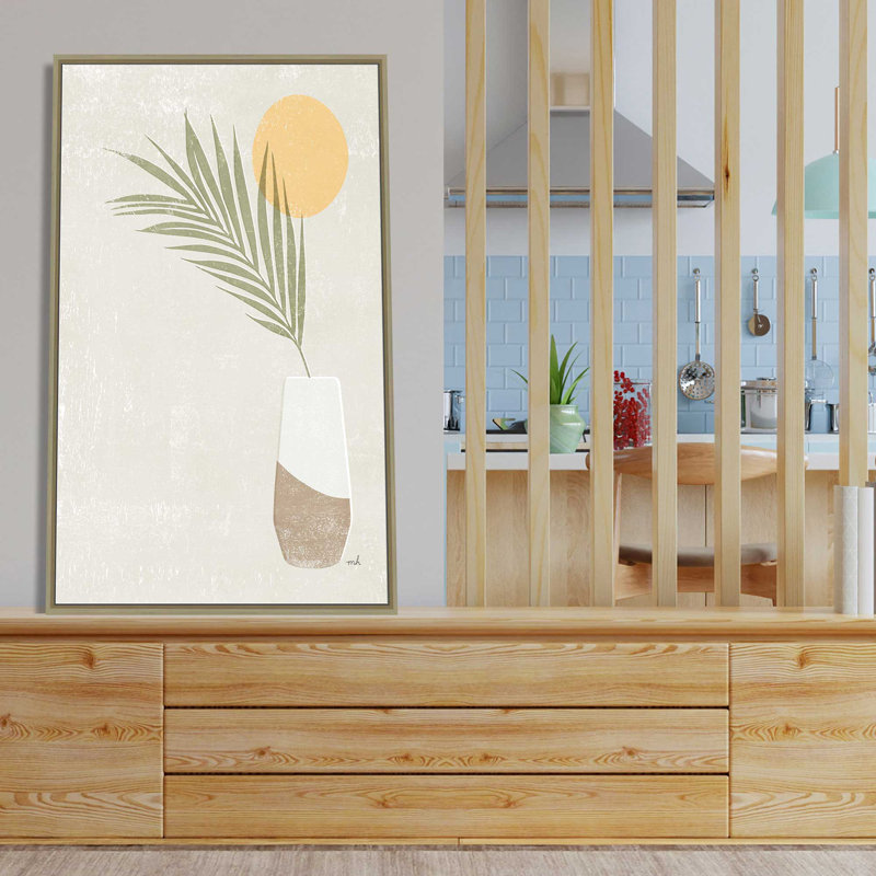 Sun Palm II - Peinture, L 27,5 po x H 43,5 po, Encadrement brun