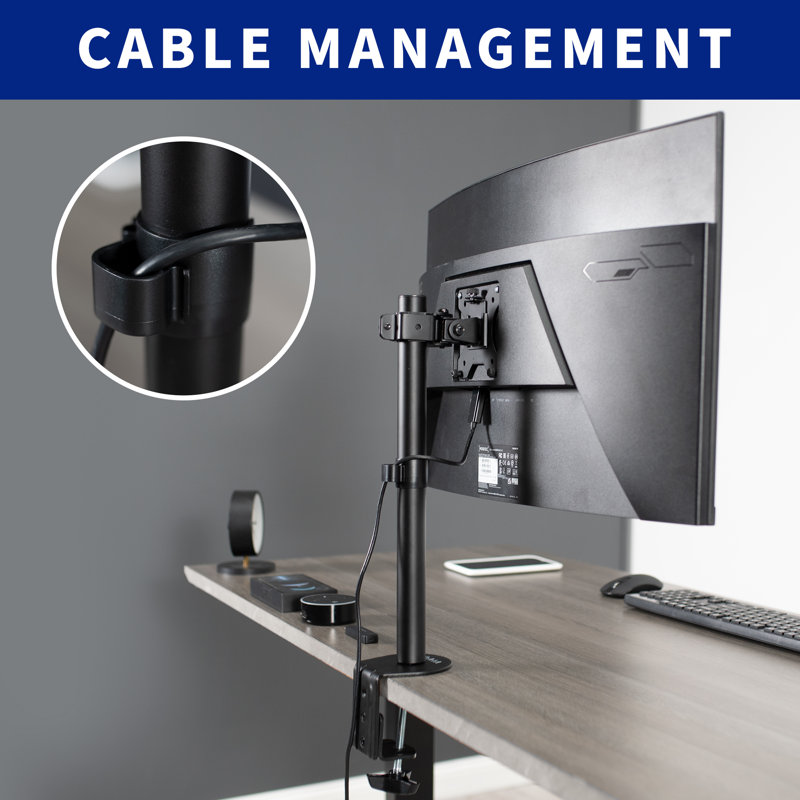 Black Aluminum and Steel Adjustable Desk Mount for 13"-27" Monitors