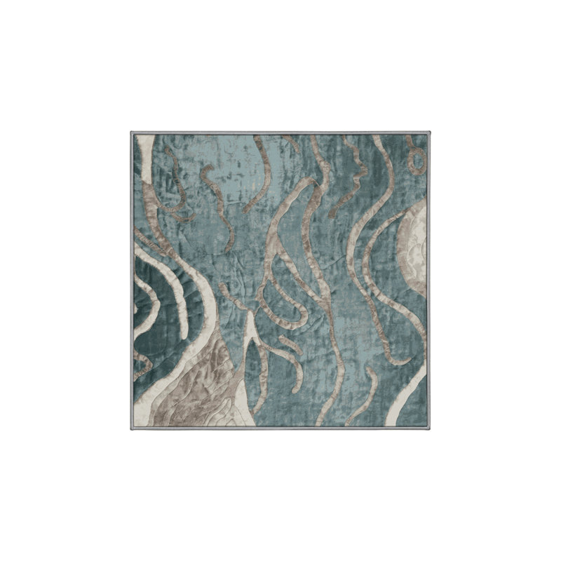 Machine Washable Gray Area Rug, Square 8'