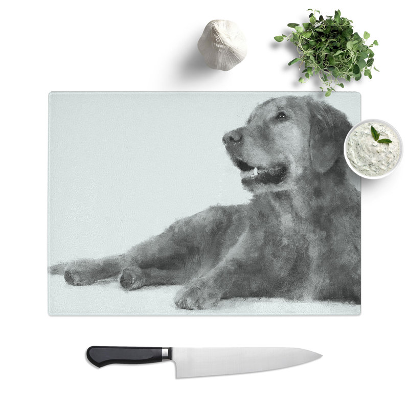 Tempered Glass Golden Retriever Chopping Board, 20 cm x 28.5 cm