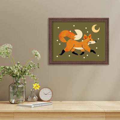 Wandering Winter Fox par Renea l. «Thull Wood», reproduction d'art encadrée