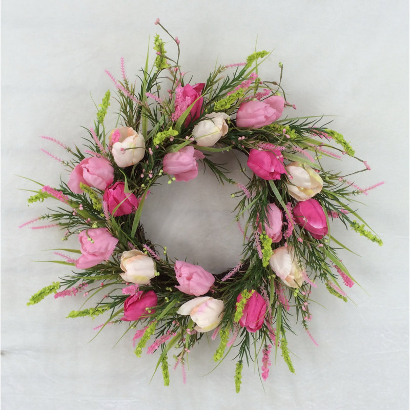 Tulipes avec couronne en polyuréthane verte