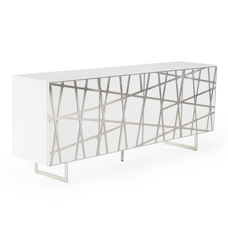 Sevan 79'' Sideboard, White/Silver