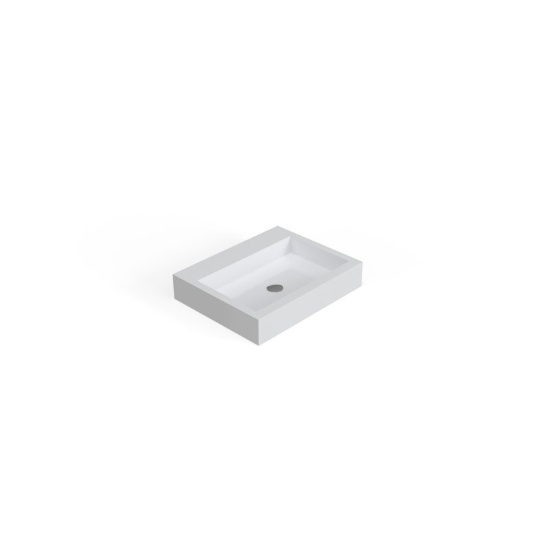 Badeloft 23.6" x 18.8" Rectangular Stone Resin Vessel Bathroom Sink WB-05-M-G in Glossy White, Gloss White