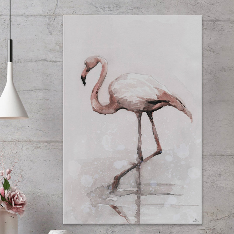 Flamingo Splash 1 Piece Wrapped Canvas Painting, 38cm H x 25cm W x 3.81cm D