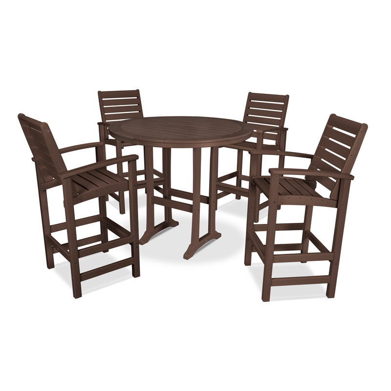 5 Piece Signature Bar Dining Set, Mahogany