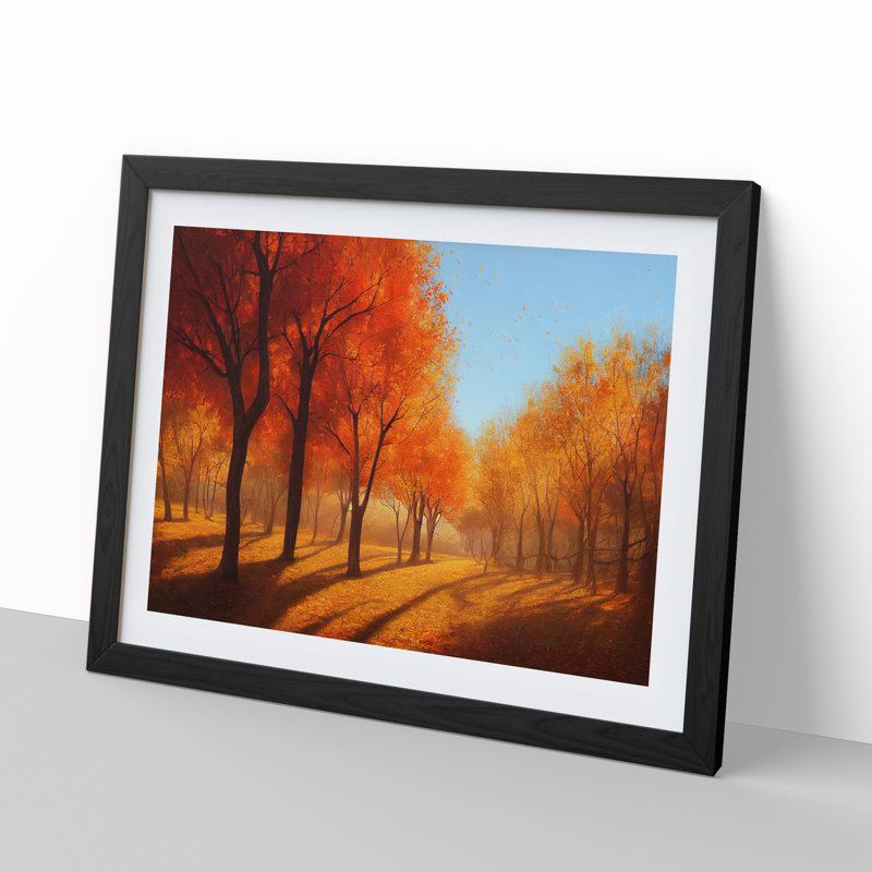 Mesmerising Autumn Forest - Single Picture Frame Painting, 46cm H x 64cm W x 2cm D, Black