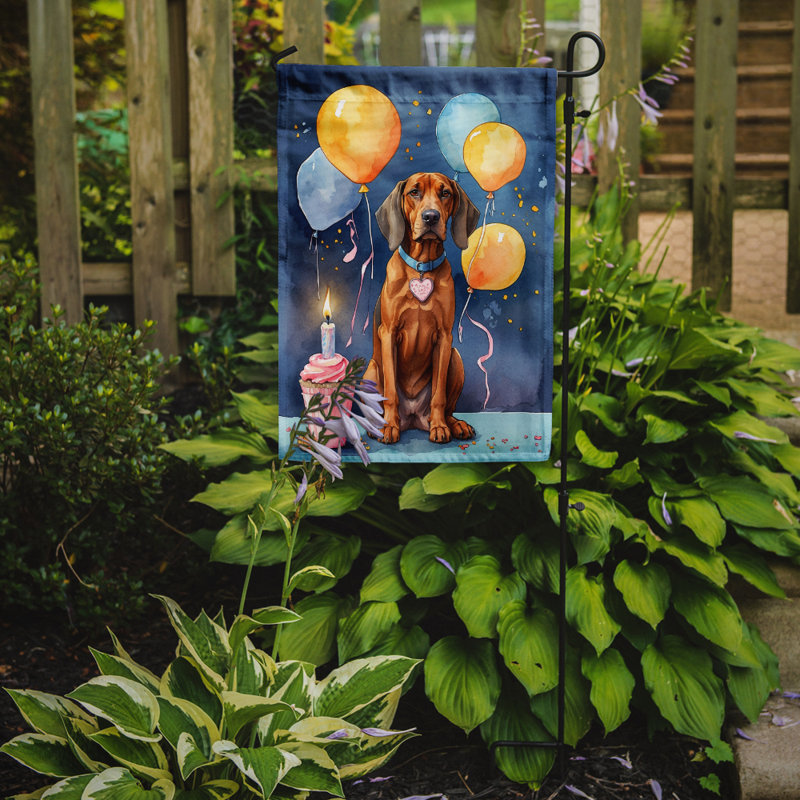 Drapeau de jardin «Happy Birthday», Redbone Coonhound