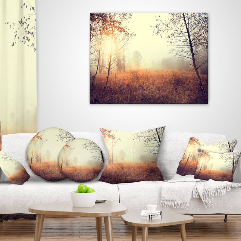 Magnifique paysage naturel avec un oreiller tree, 16 po x 1 po, Coussin décoratif