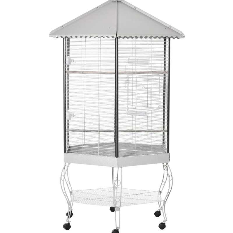 Volière de 77 po, spacieuse avec rangement pratique, oiseau en acier, options de rangement pour oiseaux,