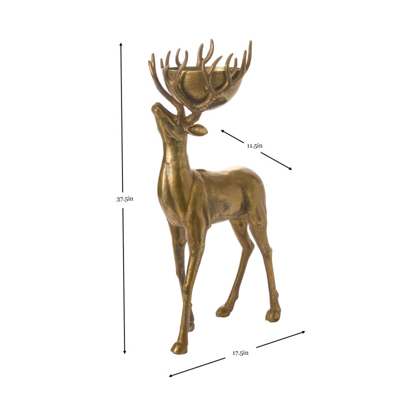 Centre de table sculptural en forme de cerf doré