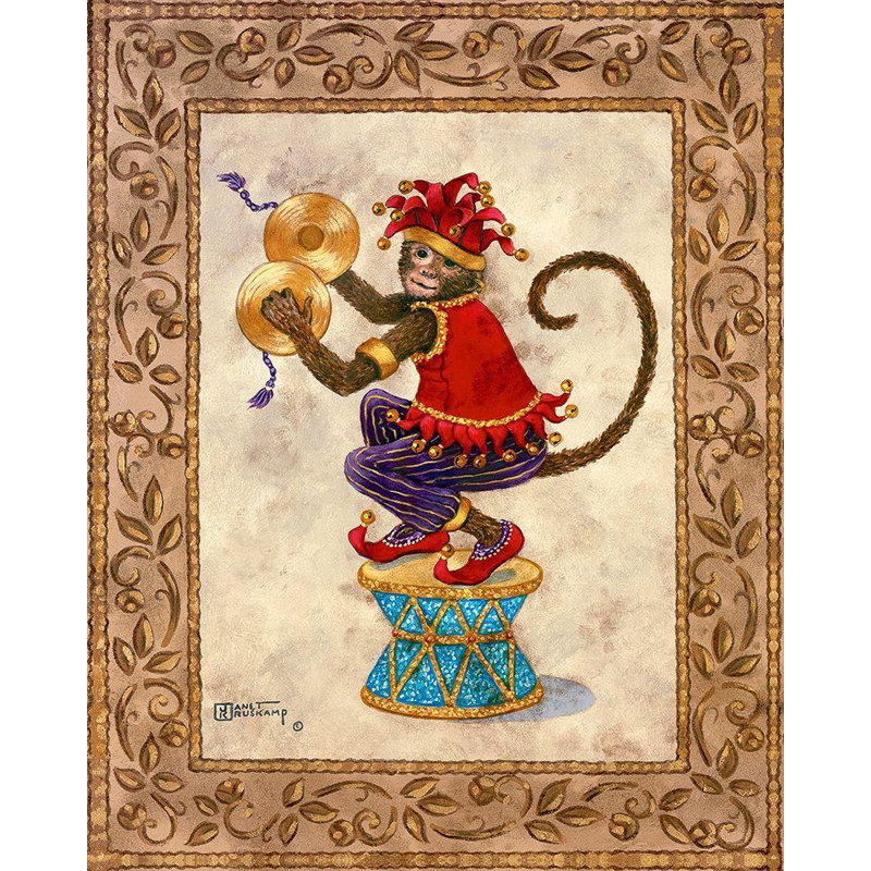 Art sur toile tendue par Trinx Kruskamp, Janet, "Monkey With Cymbals"