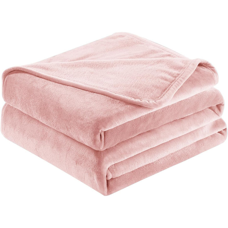 Abiram Plain Weave / Muslin Throw Blanket, 200cm x 150cm, Blush Pink