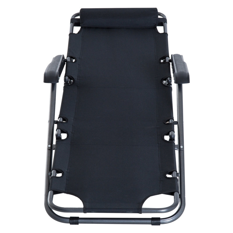 135cm Long Reclining Single Chaise with Cushions, Black