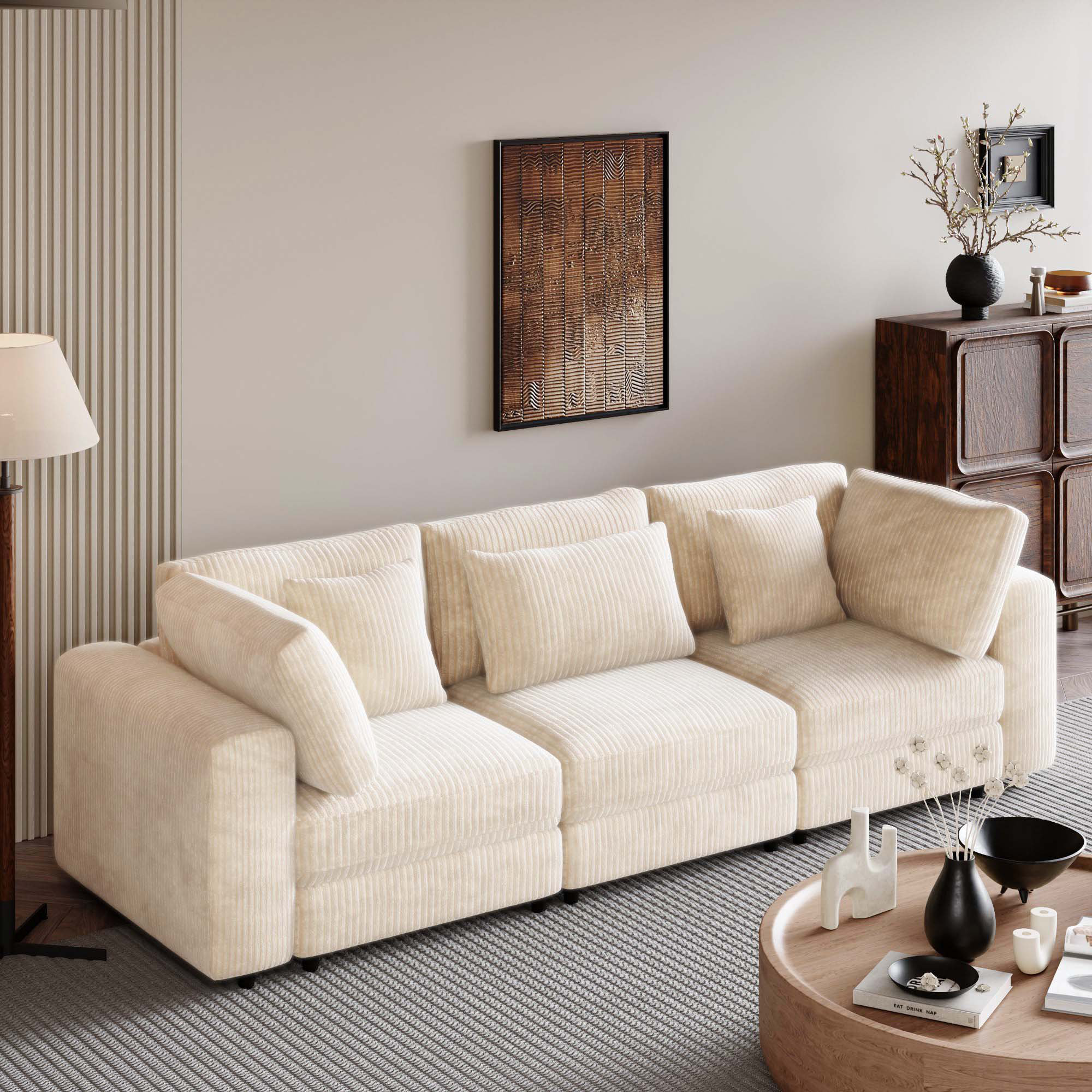 Latitude Run® 3-Seater Sofa With Removable Back Cushions And 5 Pillows ...