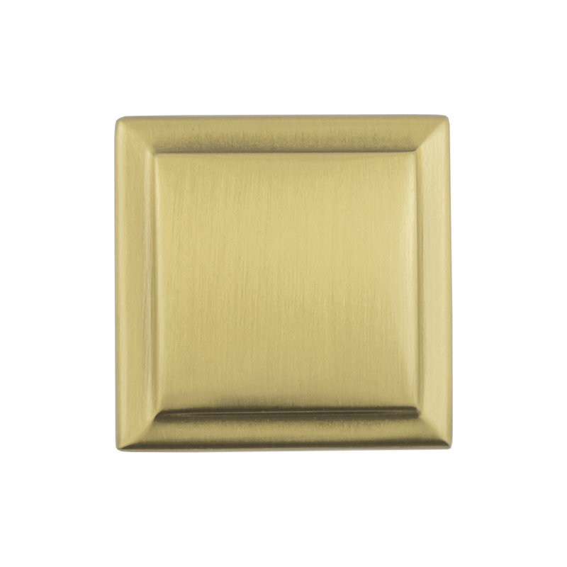 Facette Square Knob, Brushed Golden Brass