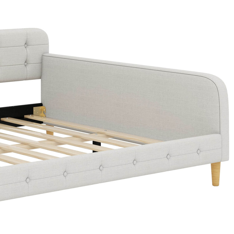 Grand lit de jour recouvert de tissu d'ameublement, Beige