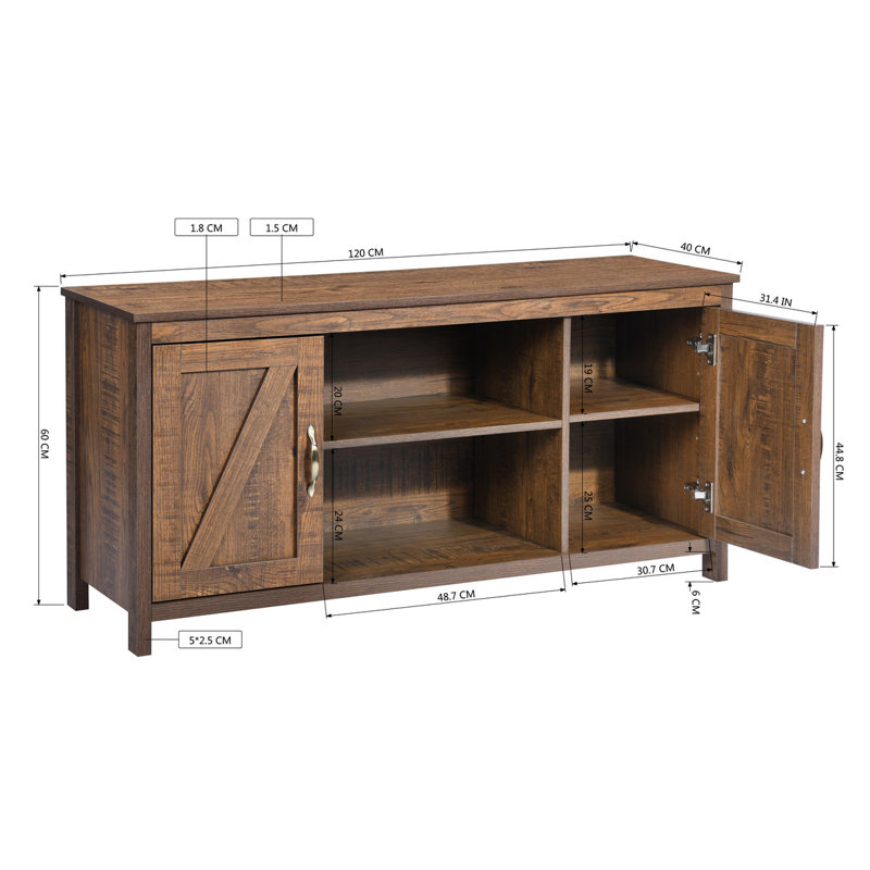 Abou Unfinished TV Stand for TVs up to 43", Vintage Brown