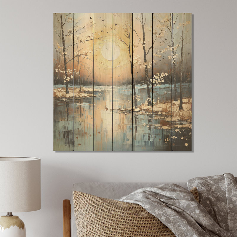 Grey Spring Time Forest Tranquillity II - Fruits On Wood Print, 15" H x 15" W