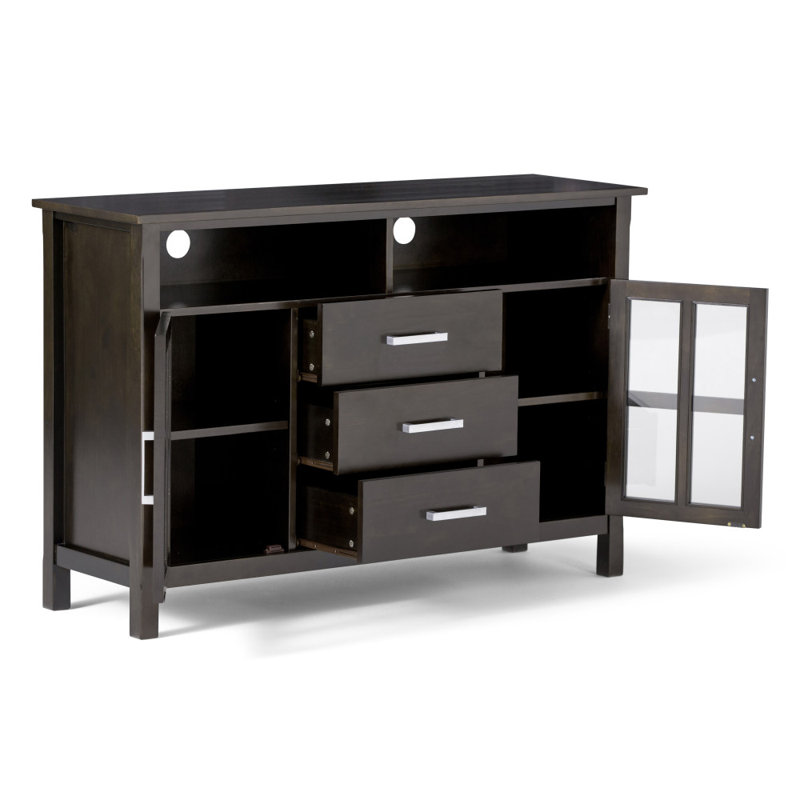 Kitchener 53"W Solid Wood Contemporary Tall TV Stand for TVs up to 60" with Storage, Hickory Brown