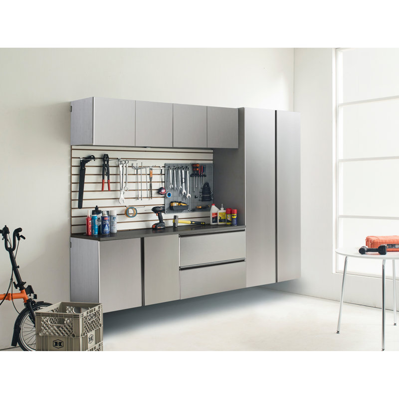 Armoire de garage l 96 po x H 72 po x P 20 po, série B, dispositif de fermeture en douceur, fixation murale, rangement très profond, eau et chaleur, égratignure aspect métal élégant 96 po. 72 20 B - série E0