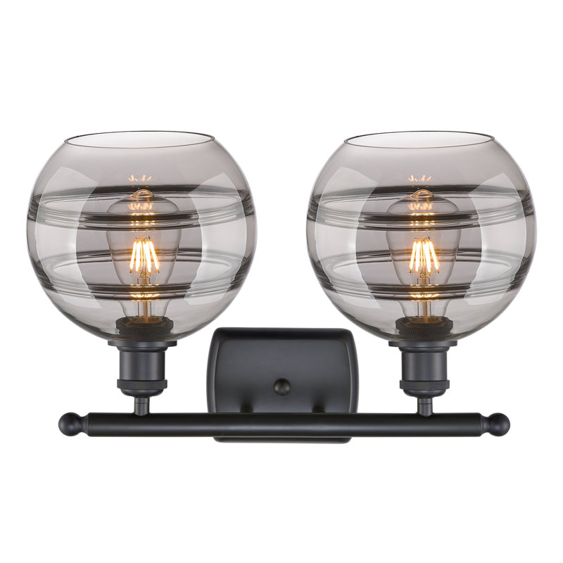 Éclairage pour meuble-lavabo à 2 lumières à intensité variable Bienes, Gris fumée clair, Noir mat