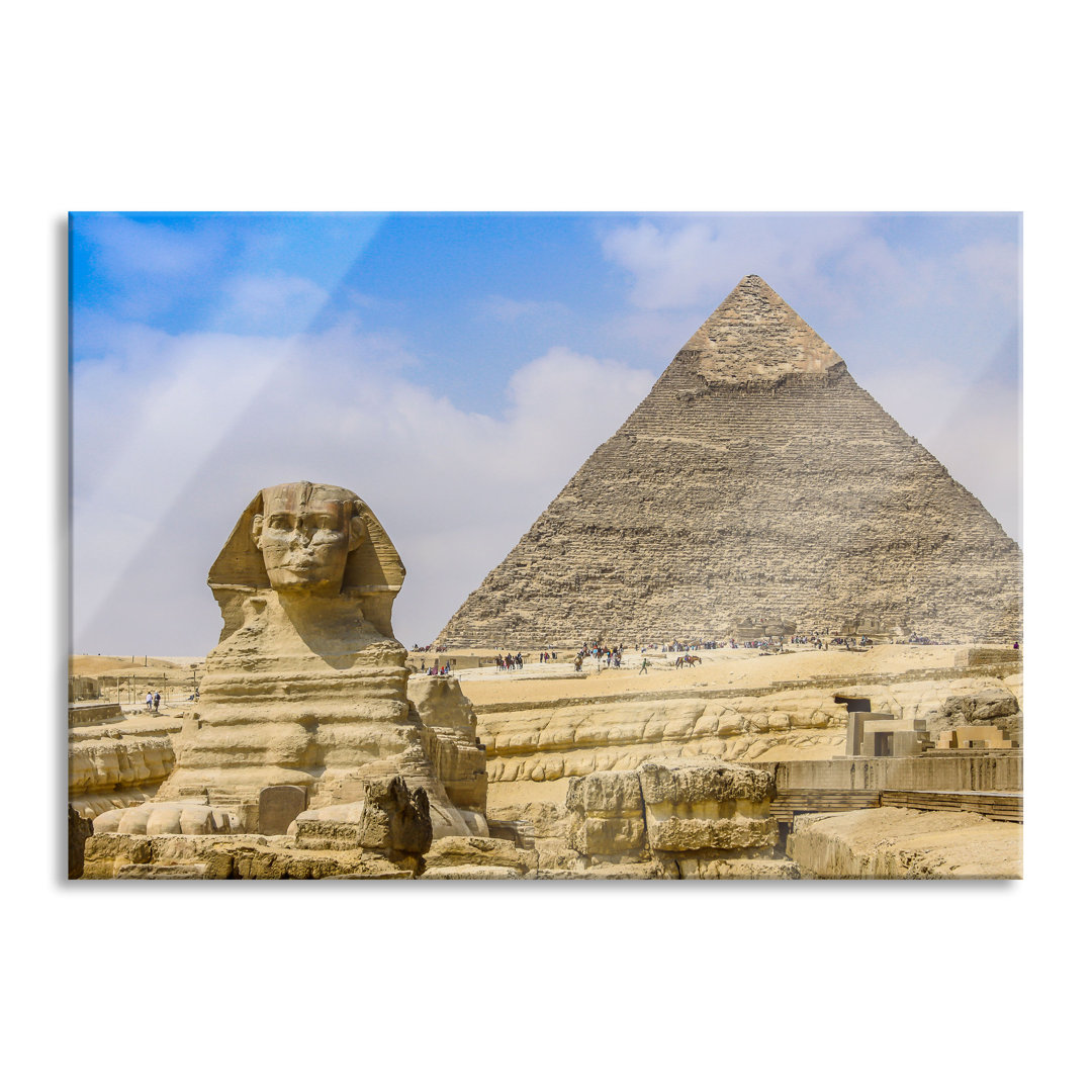 Ungerahmtes Foto auf Glas "Sphinx von Gizeh mit Pyramide"