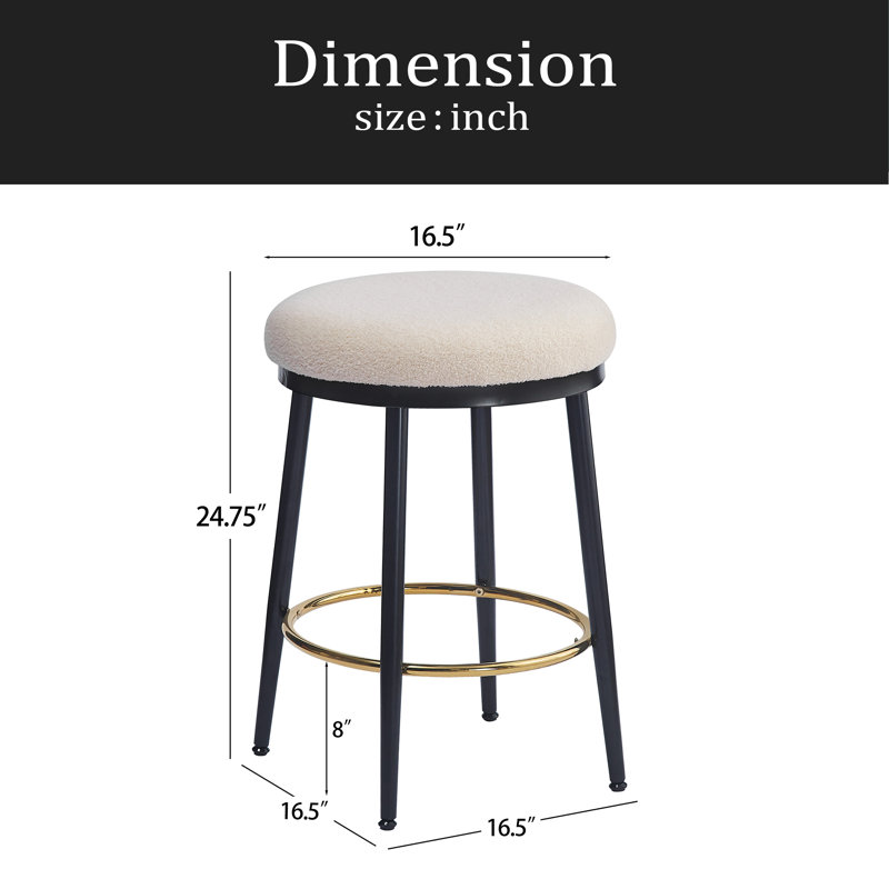Ensemble de 4 tabourets de comptoir modernes de 24,75 po, tabourets de comptoir avec structure en fer, coussin éponge, repose-pieds, convenant à la cuisine / chambre à coucher / salle à manger.
