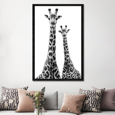 Two Giraffes White Edition II 1 Piece Wall Art on Canvas