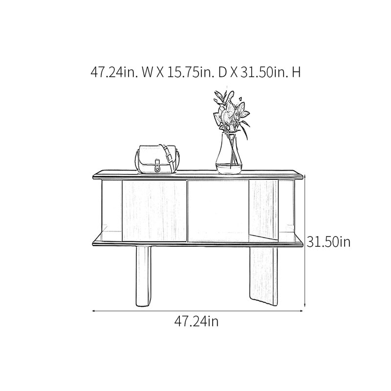 Console Modern Modern Art minimaliste, H 31,5 po x l 47,24 po x P 15,75 po, Brun/rouge